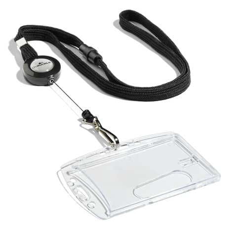 Chiocciole portabadge YO-YO Durable rotonde in plastica con cordoncino nero 822301